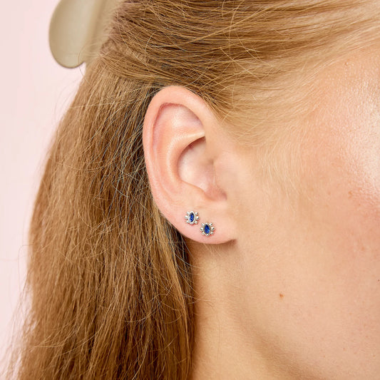 Bijoux De Mimi Francesca Stud Earrings - Silver Blue