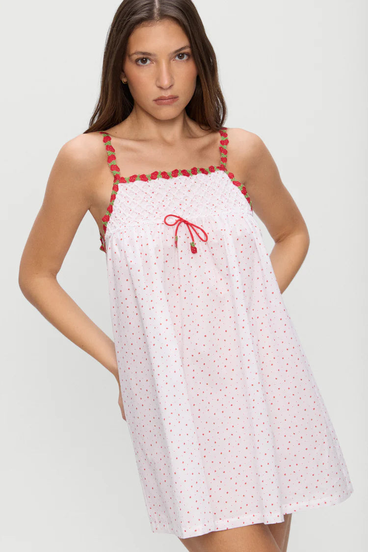 Frankies Bikinis Coppola Gauze Mini Dress - Tiny Berry