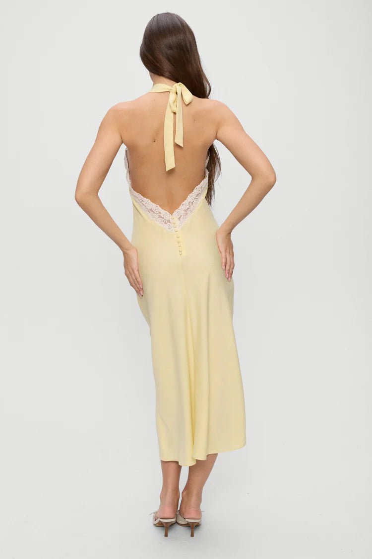 Frankies Bikinis Darcy Satin Midi Dress - Whipped Butter