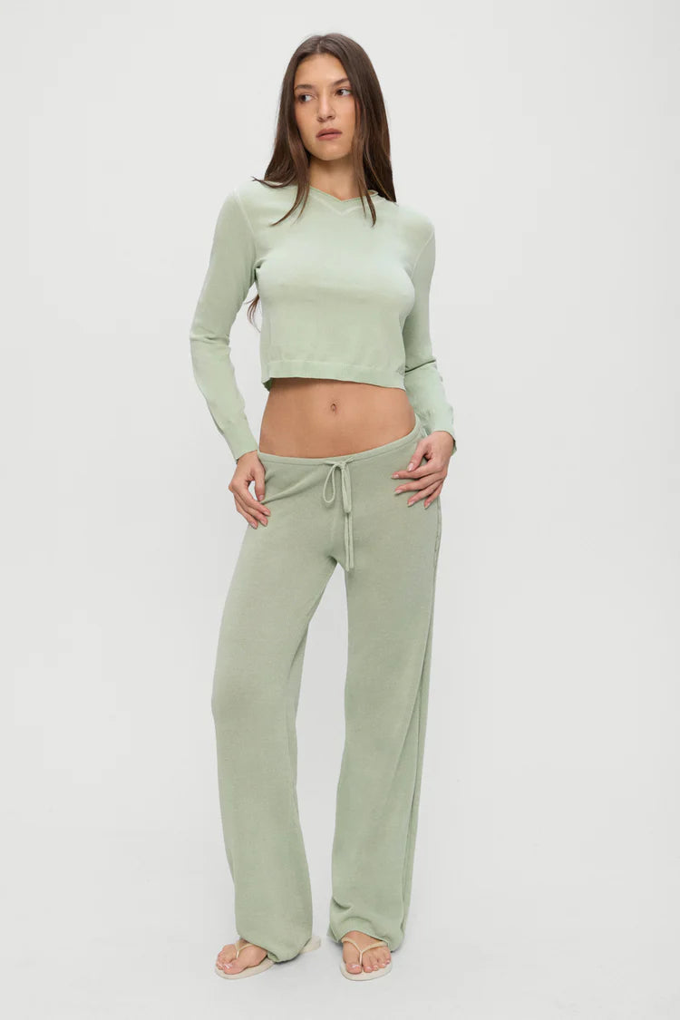 Frankies Bikinis Ela Low Rise Knit Pant - Eucalyptus