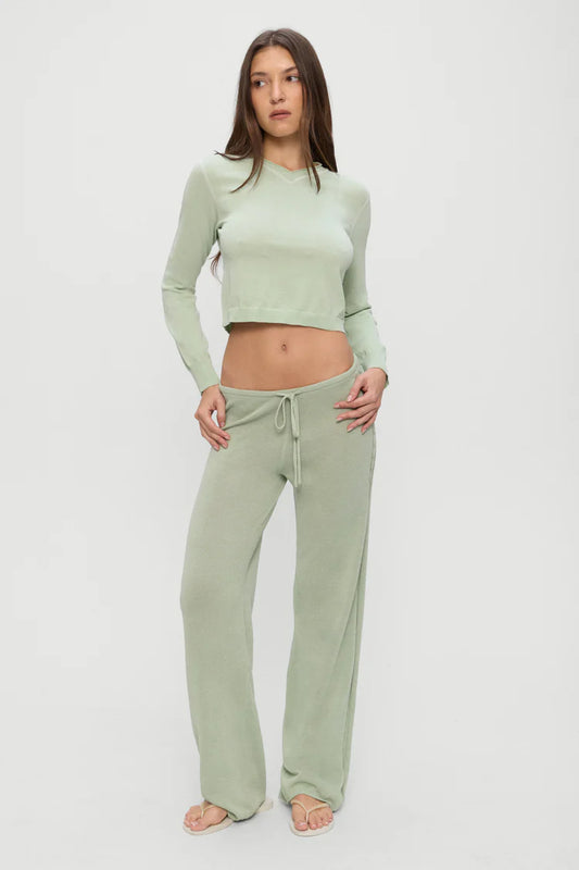 Frankies Bikinis Ela Low Rise Knit Pant - Eucalyptus