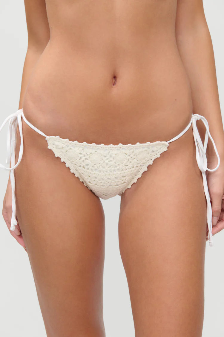 Frankies Bikinis x JENNIE Nick Triangle Bikini Top & Mackenzie Bottom - Ivory Crochet