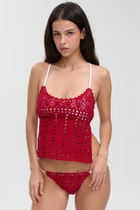 Frankies Bikinis Nari Crochet Top & Shelly Crochet Bottom - Havana Crochet