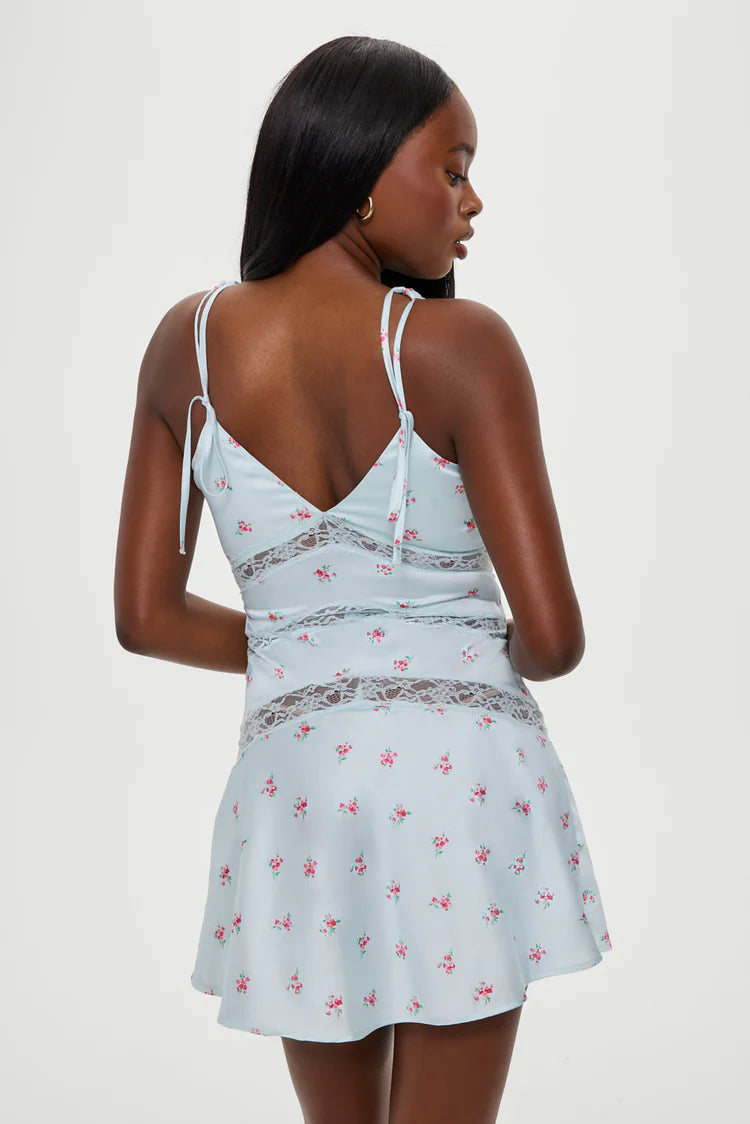 Frankies Bikinis Sedona Satin Lace Mini Dress - Tiny Bouquet