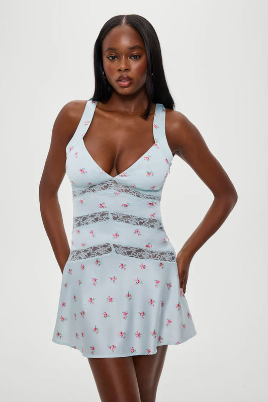 Frankies Bikinis Sedona Satin Lace Mini Dress - Tiny Bouquet