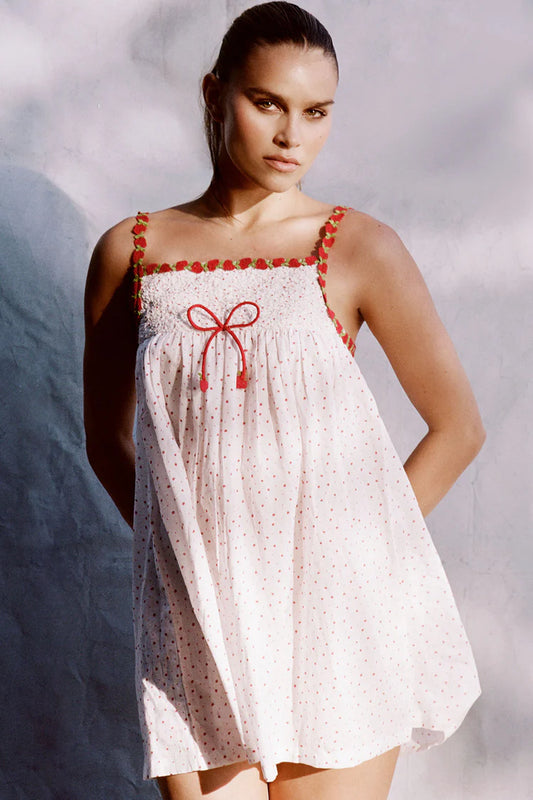 Frankies Bikinis Coppola Gauze Mini Dress - Tiny Berry