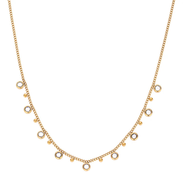 Bijoux De Mimi Grace Multi Droplet Necklace Gold & Crystal