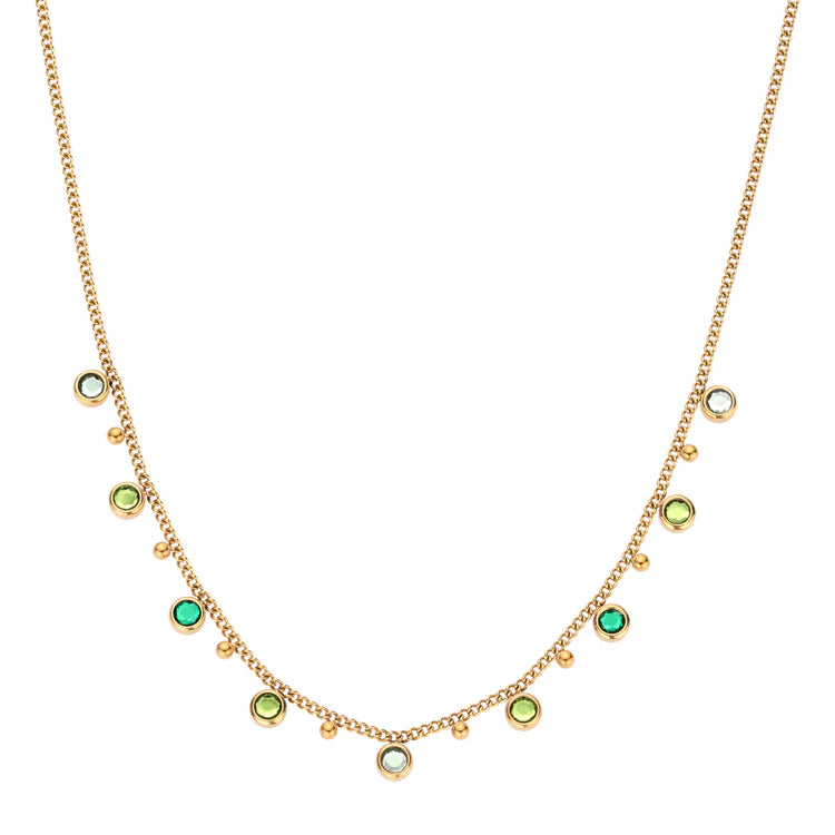 Bijoux De Mimi Grace Multi Droplet Necklace Gold & Green