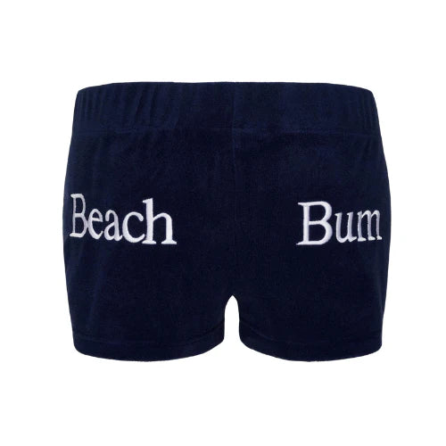 Navy & White 'Beach Bum' Towelling Shorts