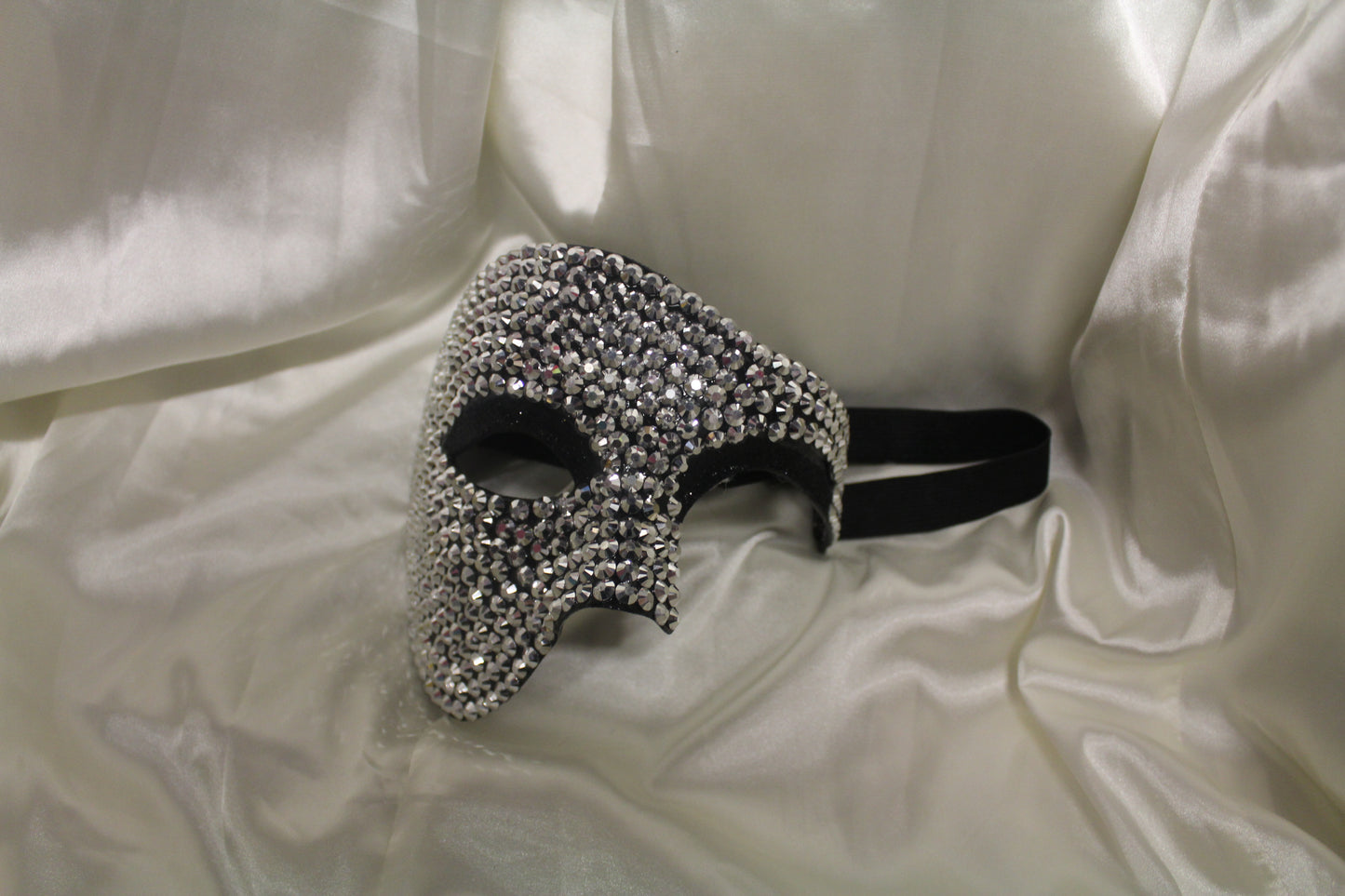 Silver Rhinestone Masquerade Half Mask