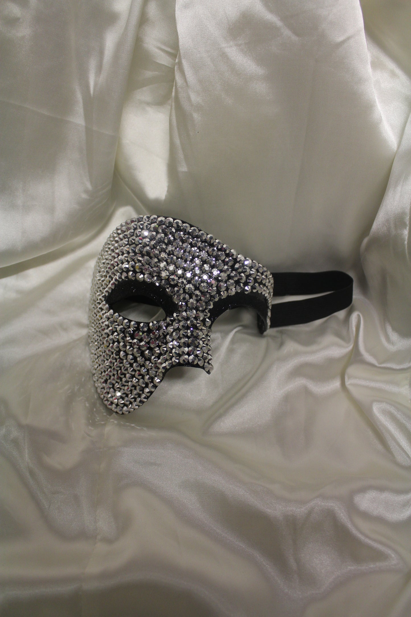 Silver Rhinestone Masquerade Half Mask