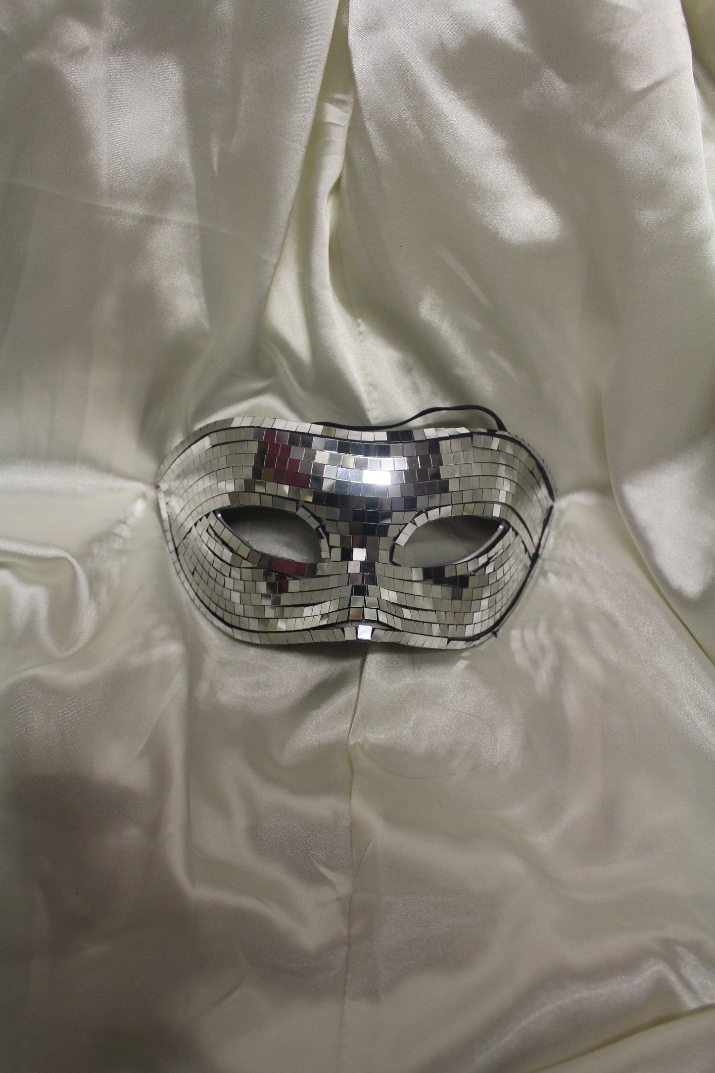 Silver Disco Tile Masquerade Mask