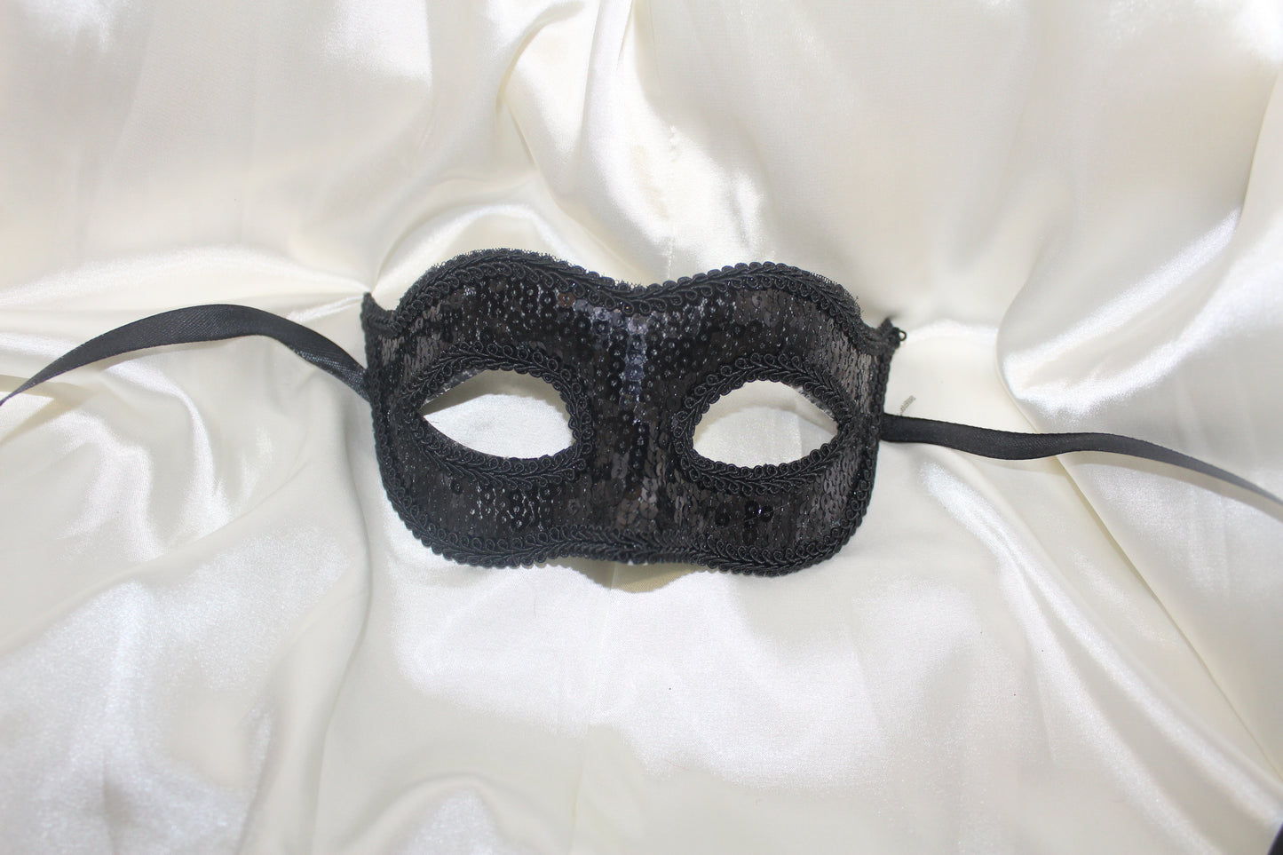 Black Sequin Venetian Masquerade Mask