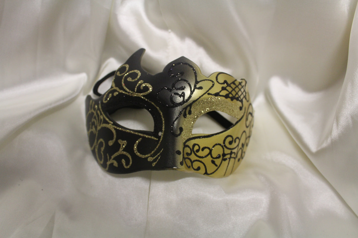 Black & Gold Glitter Masquerade Mask