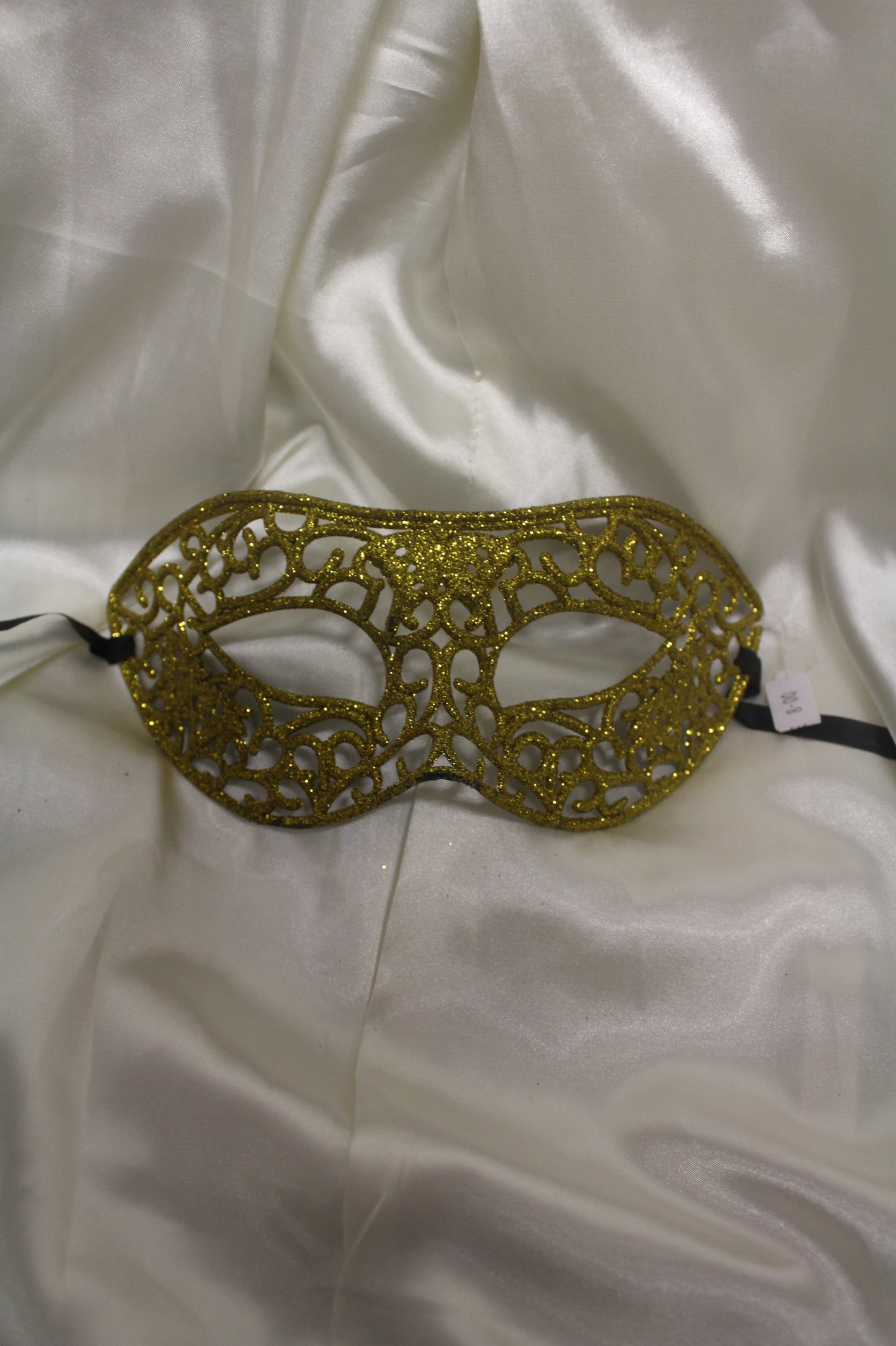 Gold Glitter Cutout Masquerade Mask