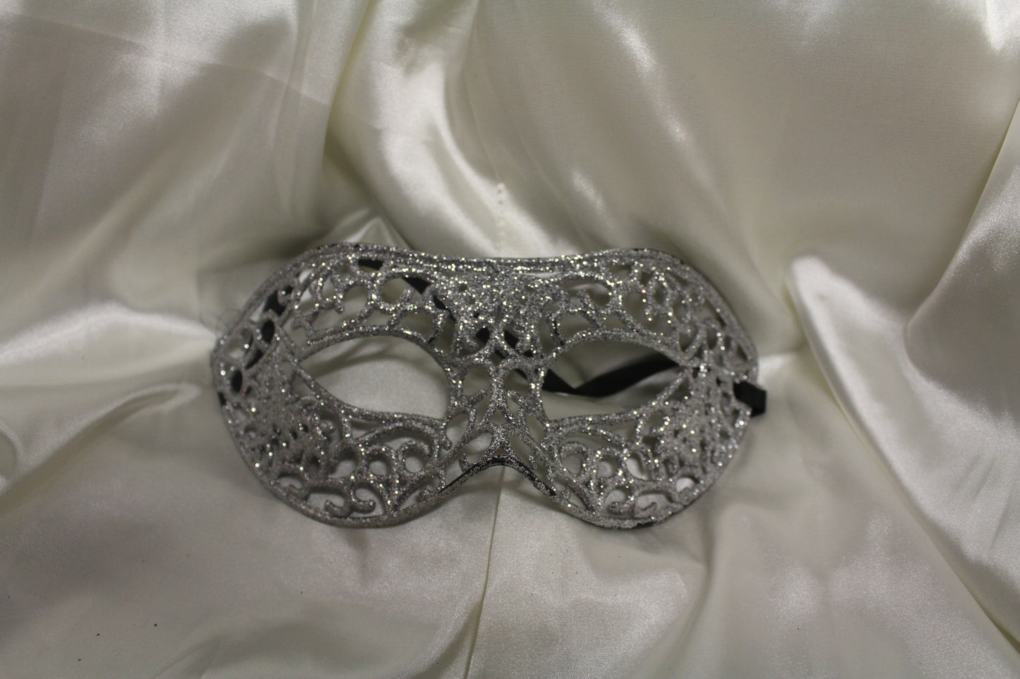 Silver Glitter Cutout Masquerade Mask