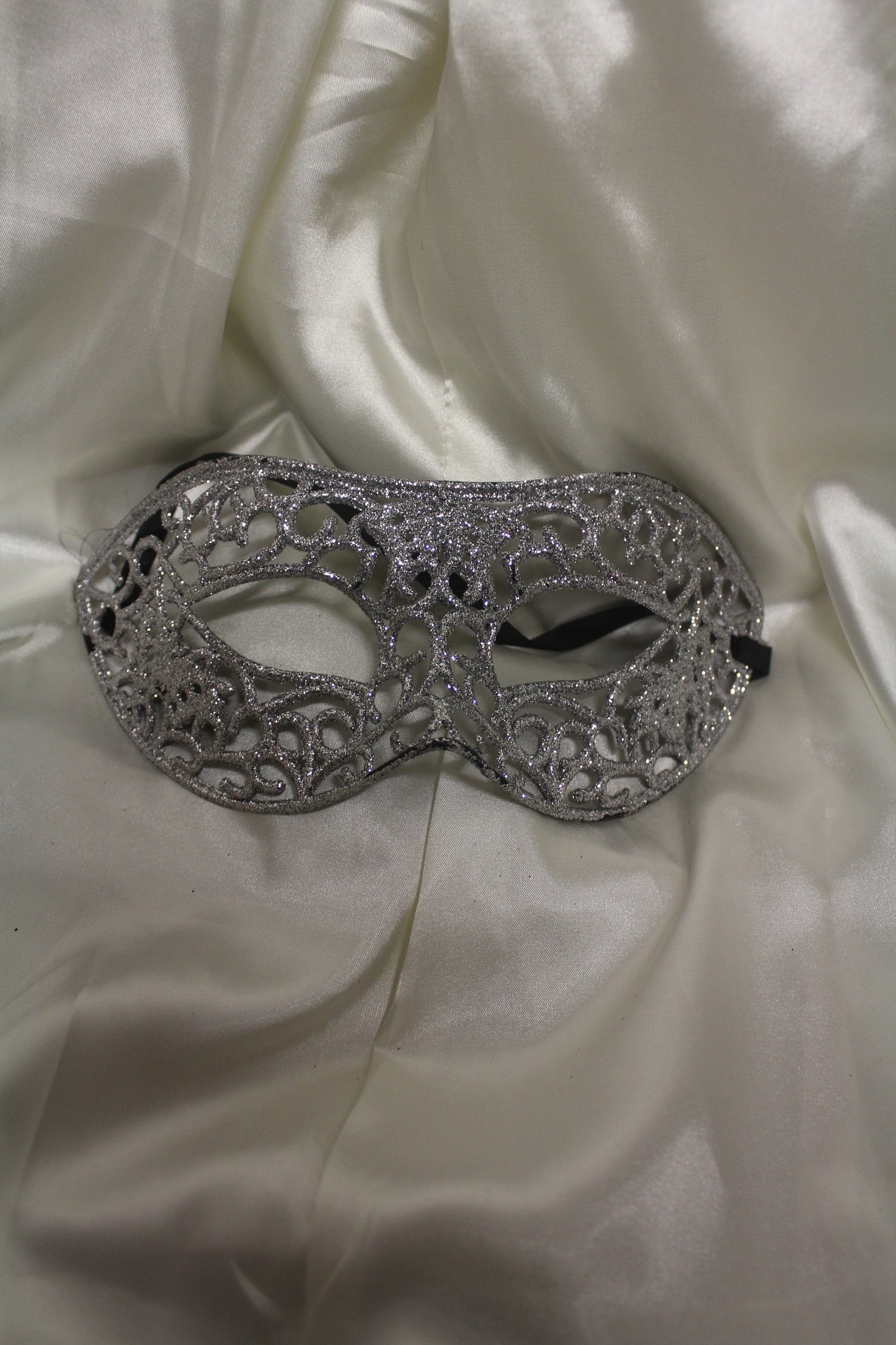 Silver Glitter Cutout Masquerade Mask