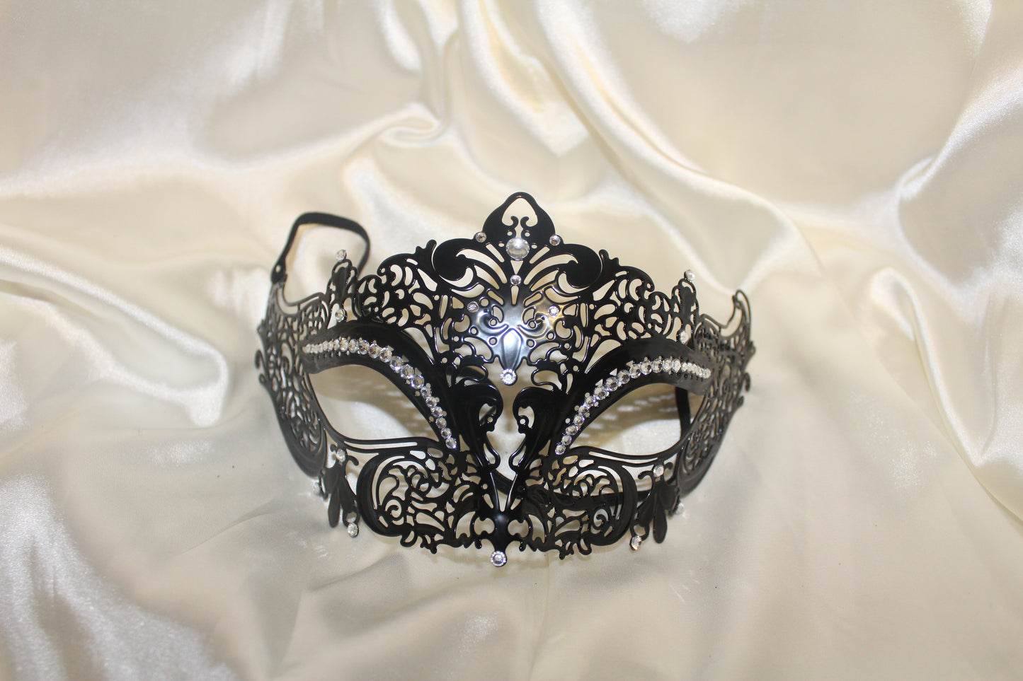 Black Bedazzled Metal Masquerade Mask