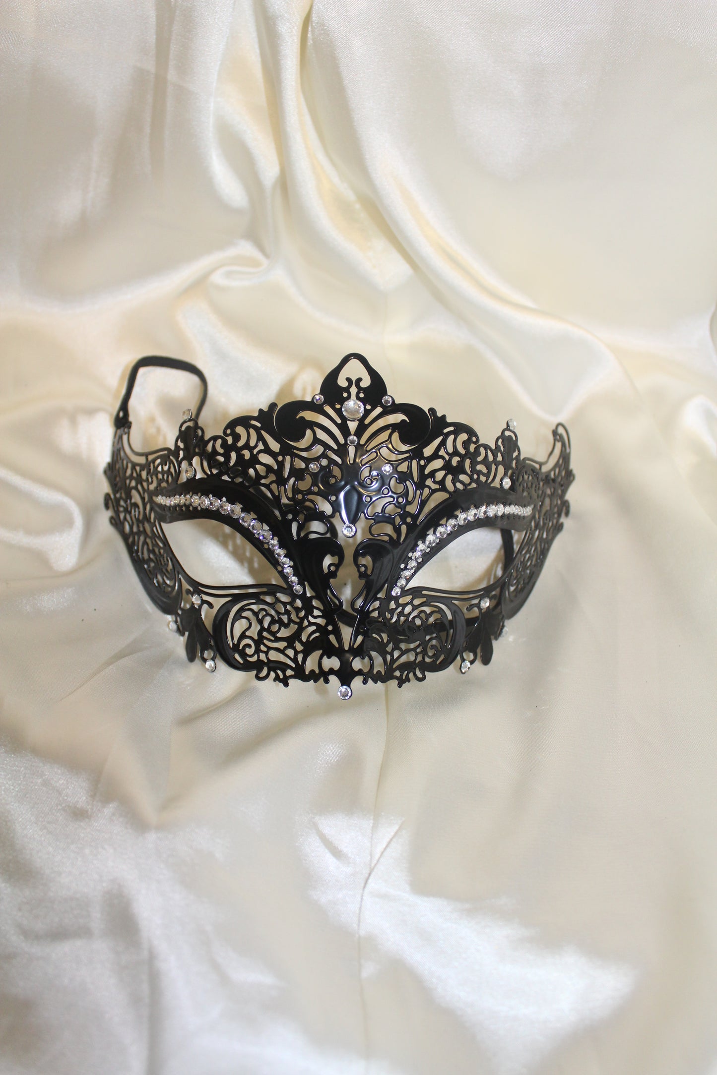 Black Bedazzled Metal Masquerade Mask