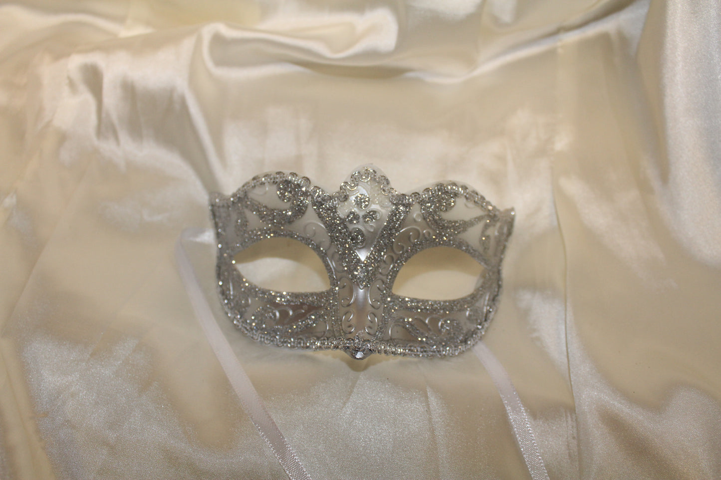 Silver Ornate Glitter Masquerade Mask