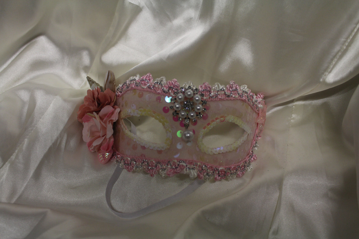 Pink Floral Masquerade Mask