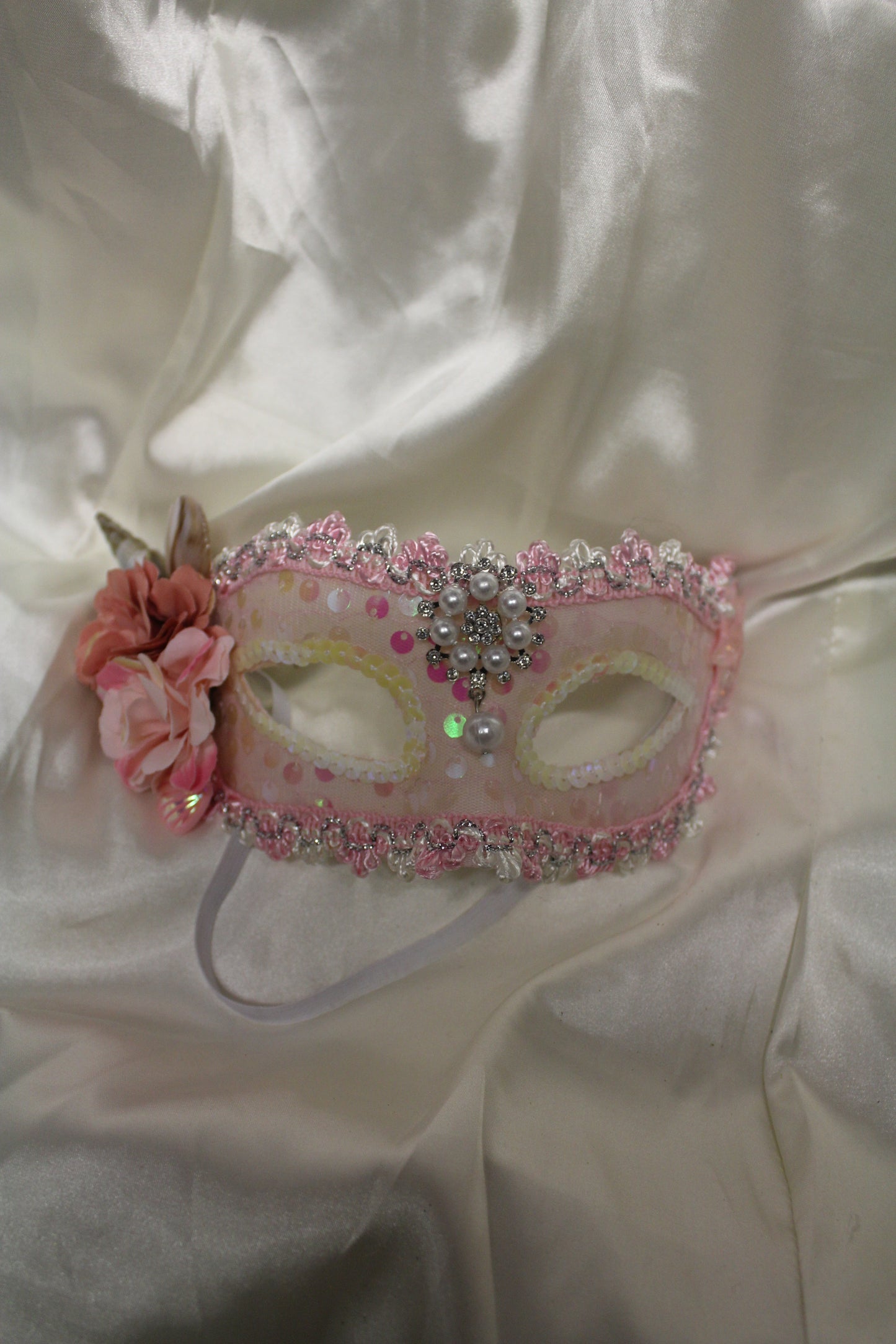 Pink Floral Masquerade Mask