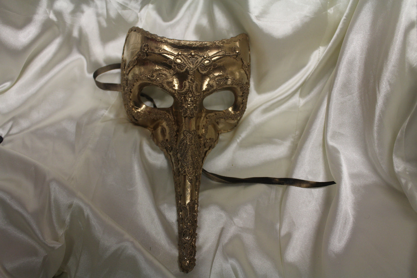 Gold Pierrot Plague Doctor Masquerade Mask