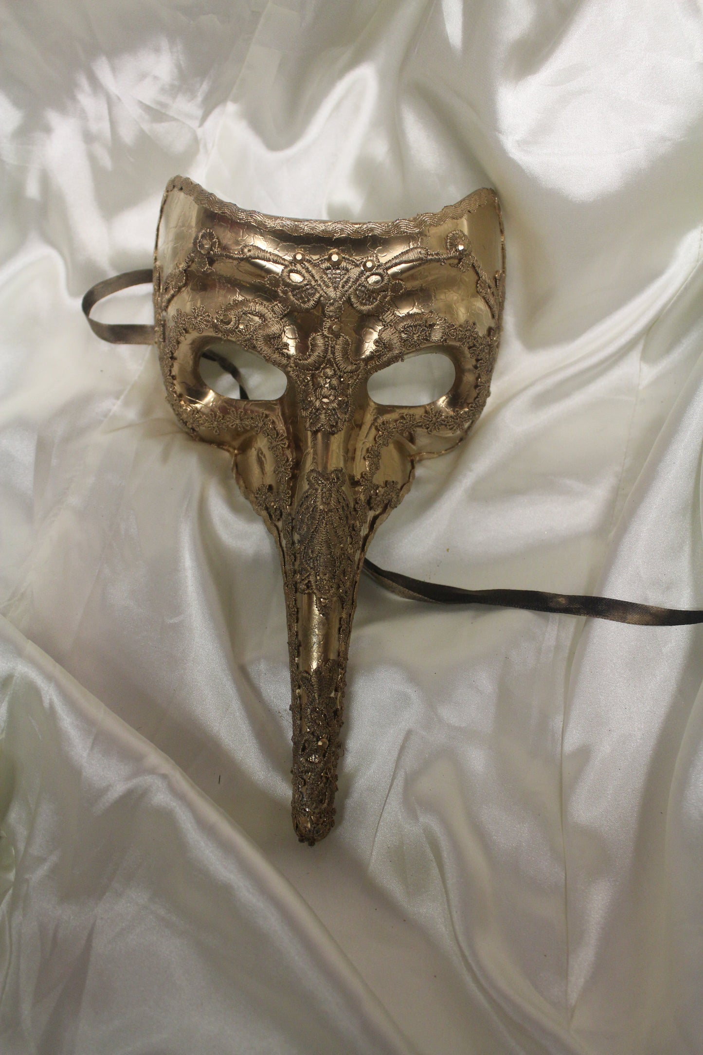 Gold Pierrot Plague Doctor Masquerade Mask