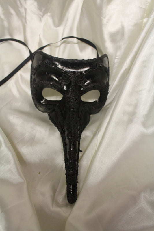 Black Pierrot Plague Doctor Masquerade Mask