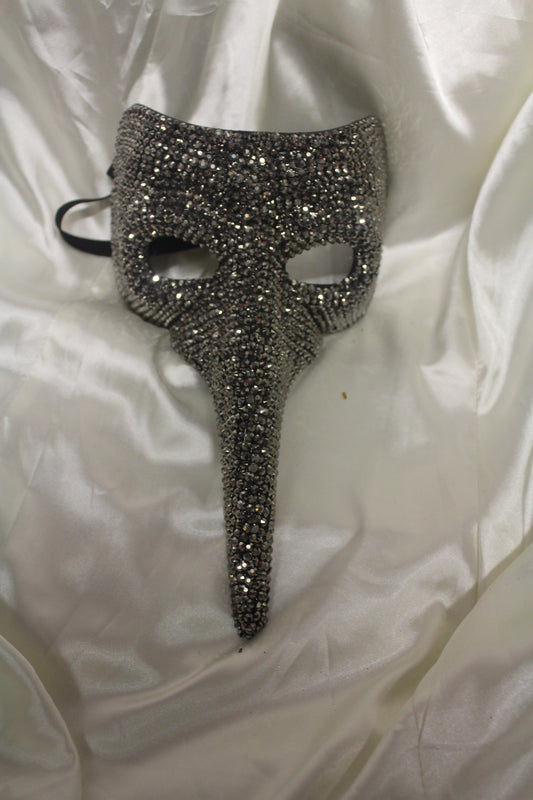 Rhinestone Pierrot Plague Doctor Masquerade Mask