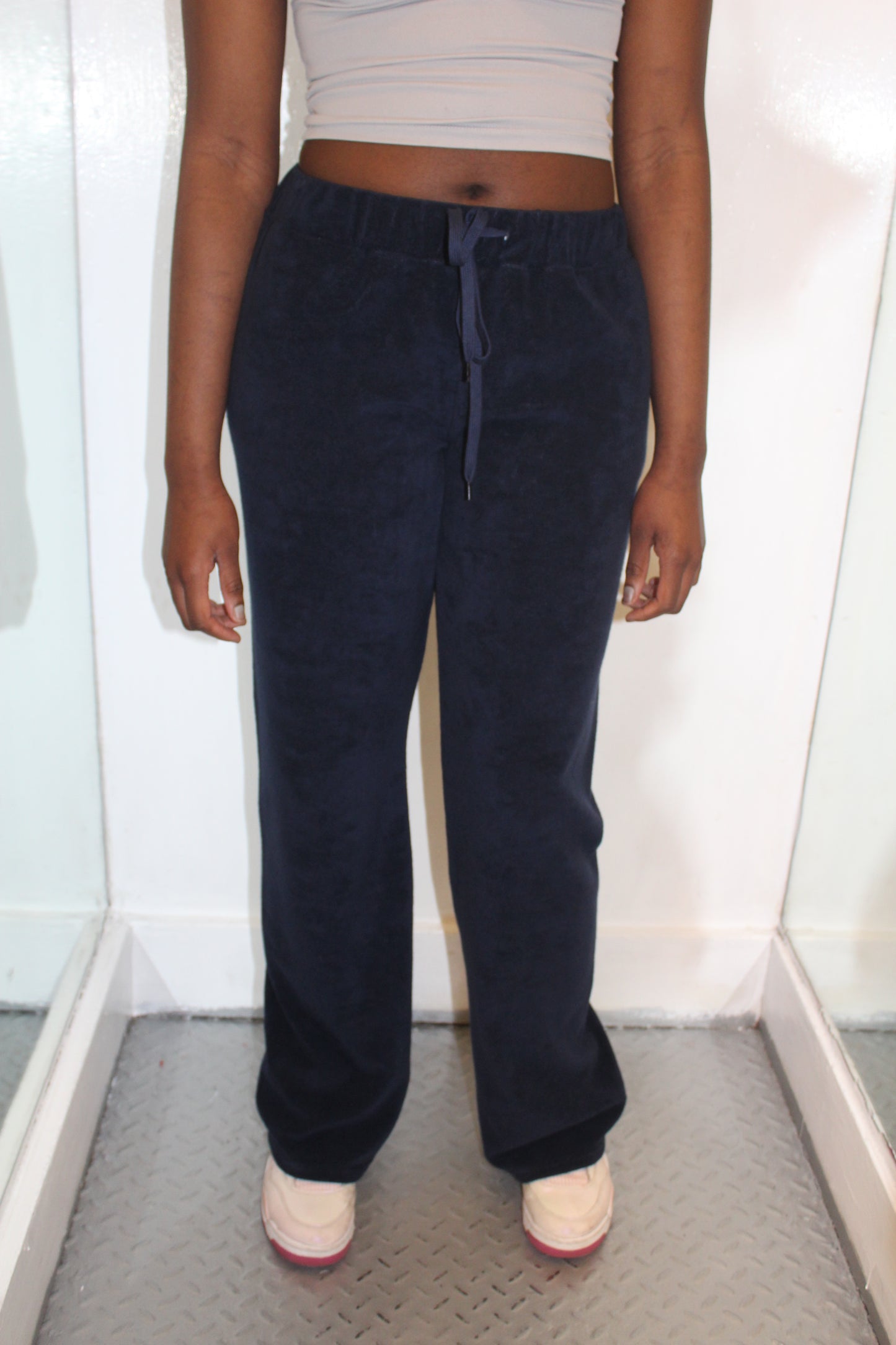 Navy Blue & White 'Beach Bum' Towelling Sweatpants
