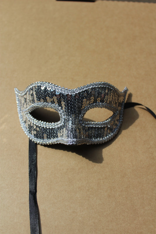 Silver Sequin Venetian Masquerade Mask
