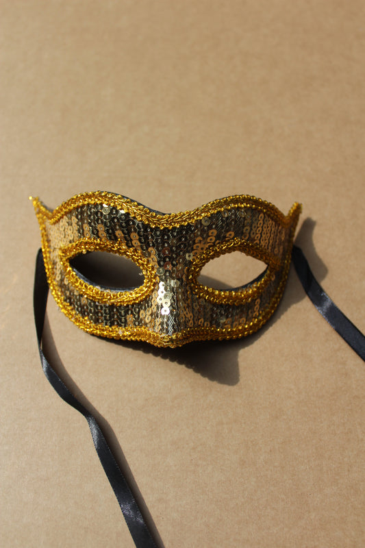 Gold Sequin Venetian Masquerade Mask