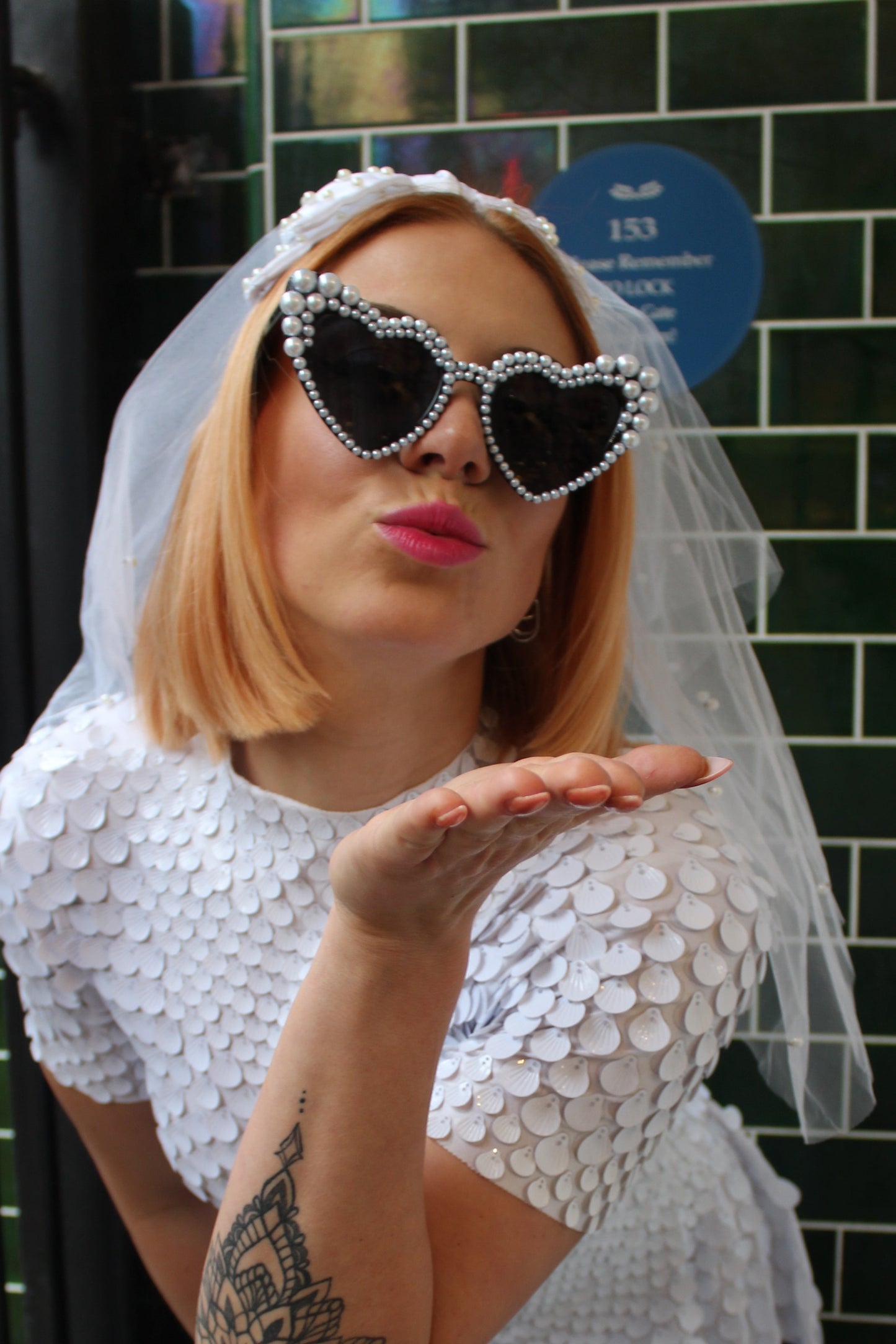 Pearl Embellished Bridal Veil Bow