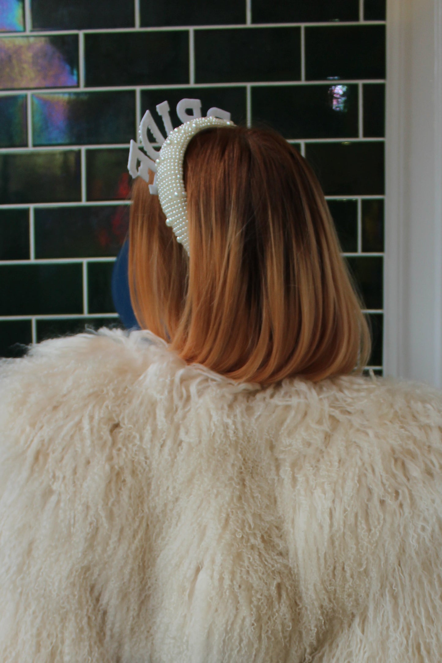 Pearl Embellished Bride Spell-out Headband