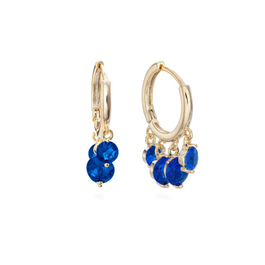 Bijoux De Mimi Iris Blue Gold Waterfall Huggie Earrings