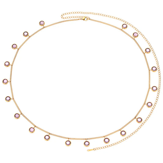 Bijoux De Mimi Ivy Belly Chain - Gold & Pink
