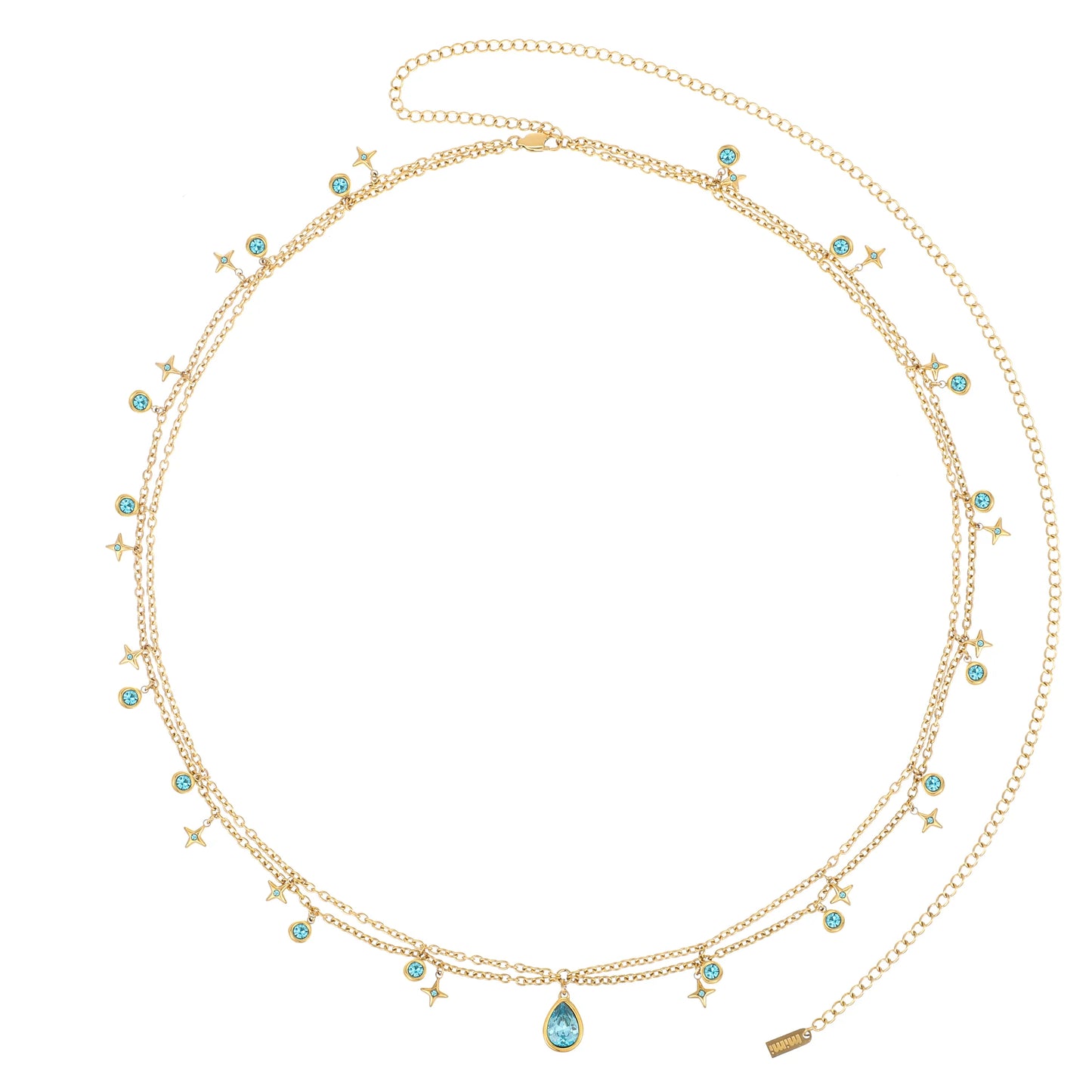 Bijoux De Mimi Lara Double Star Stacking Belly Chain - Gold & Turquoise