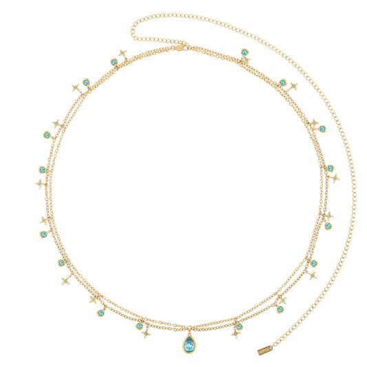 Bijoux De Mimi Lara Double Star Stacking Belly Chain - Gold & Turquoise