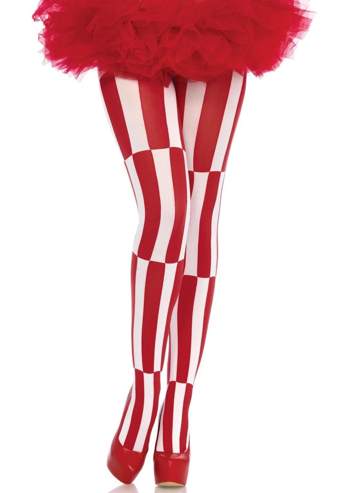 Red Woven Opaque Optical Illusion Pantyhose