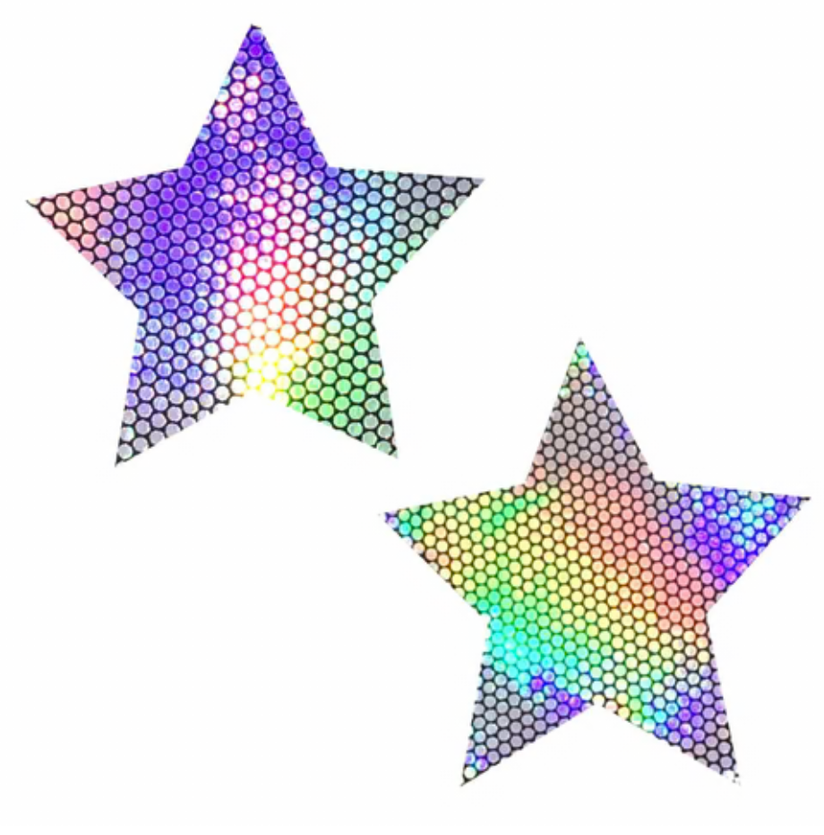 Neva Nude Liquid Party Silver Holographic Starry Nights Nipple Cover Pasties