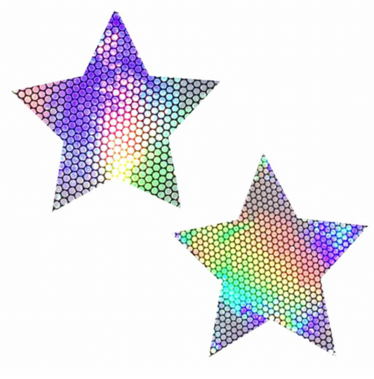 Neva Nude Liquid Party Silver Holographic Starry Nights Nipple Cover Pasties