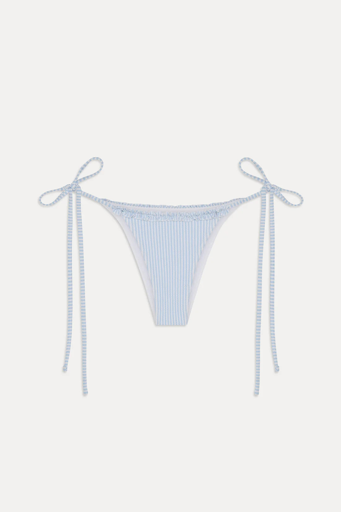 Frankies Bikinis Nick Ruffle Triangle Bikini Top & Mackenzie Ruffle String Bikini Bottom - Saltwater Stripe