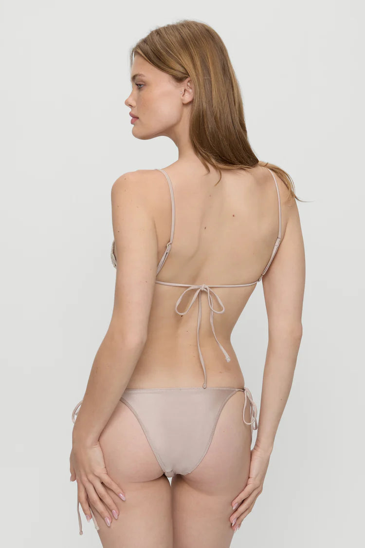 Frankies Bikinis Elena Crochet Bikini Top & Mackenzie Satin Bottom - Birthday Suit