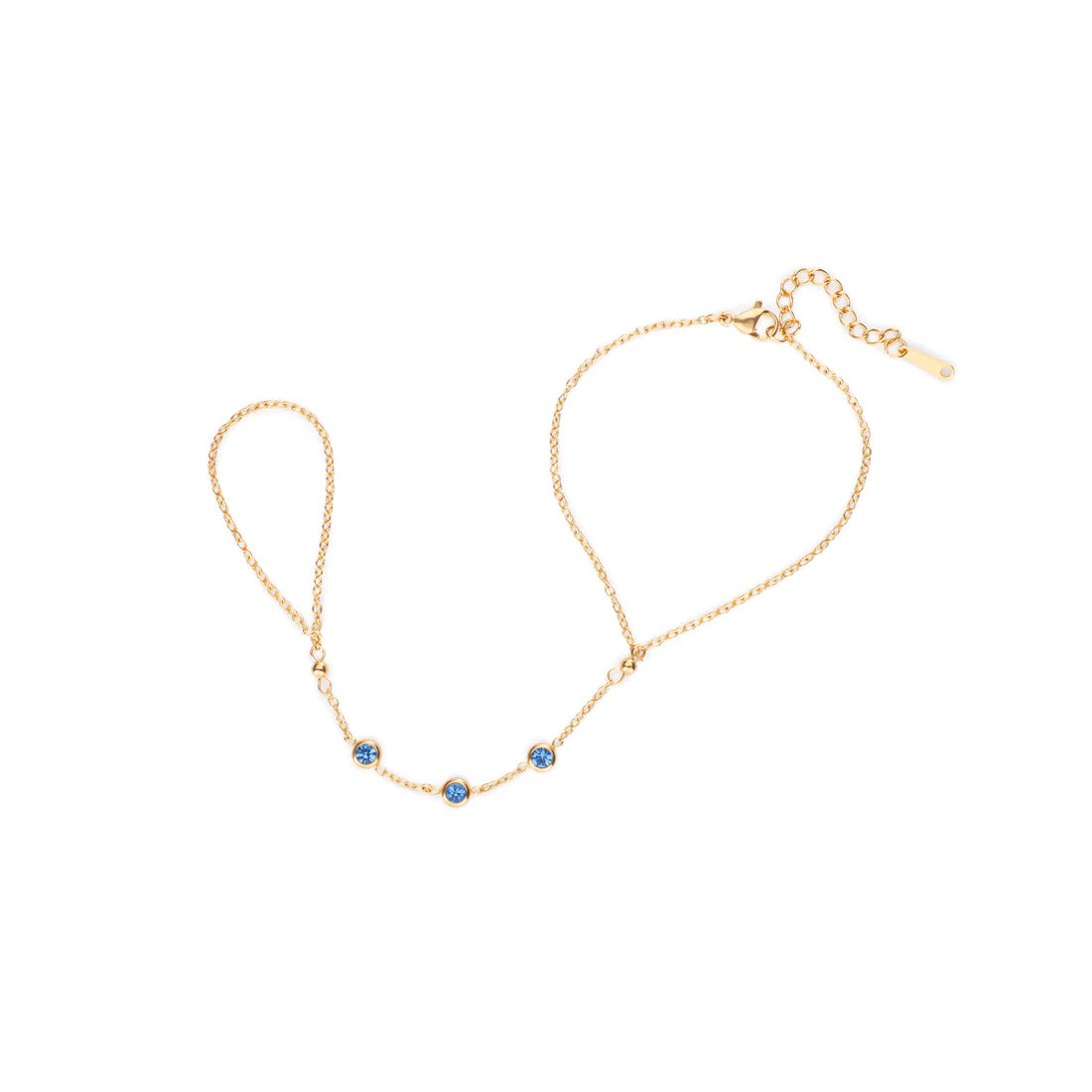 Bijoux De Mimi Madeleine Hand Chain Blue & Gold