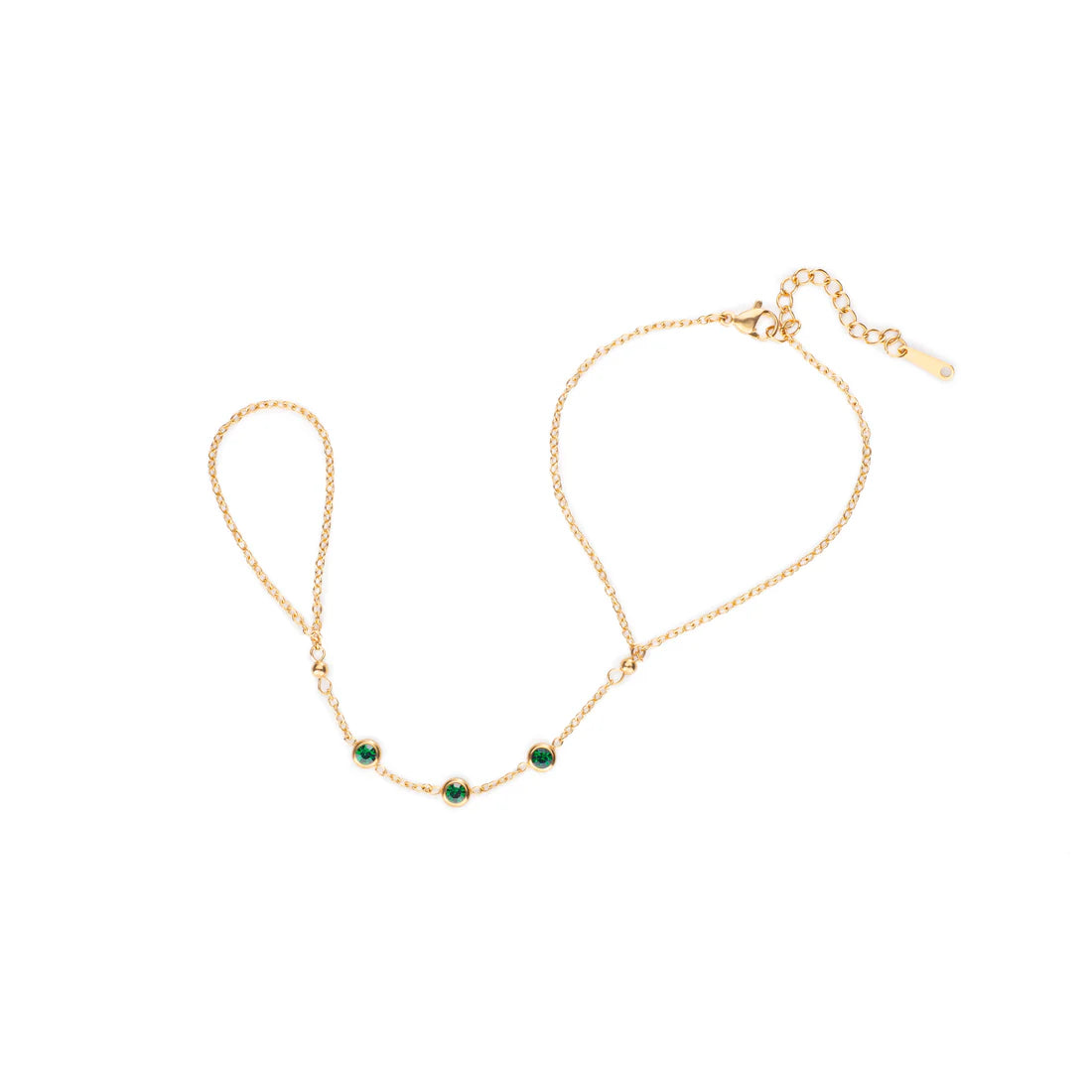 Bijoux De Mimi Madeleine Hand Chain Green & Gold