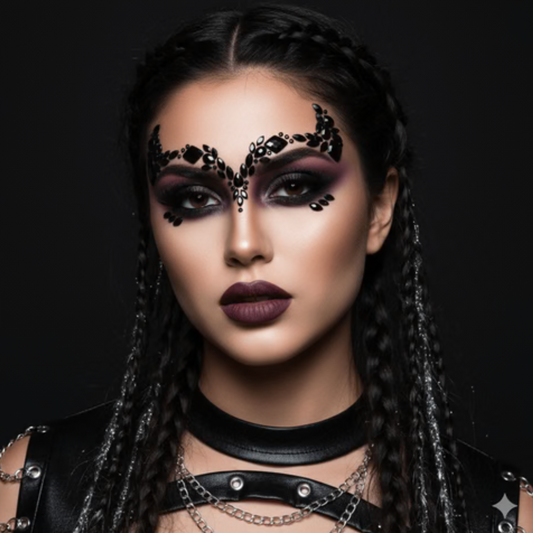 Maleficent Black Gothic Queen Crystal Jewel Face Sticker