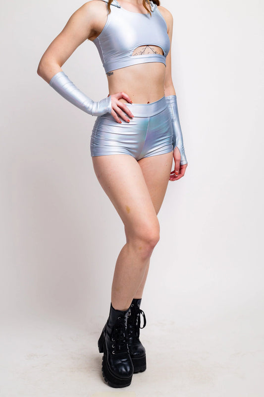 Matt Holo Ruched High Waist Shorts