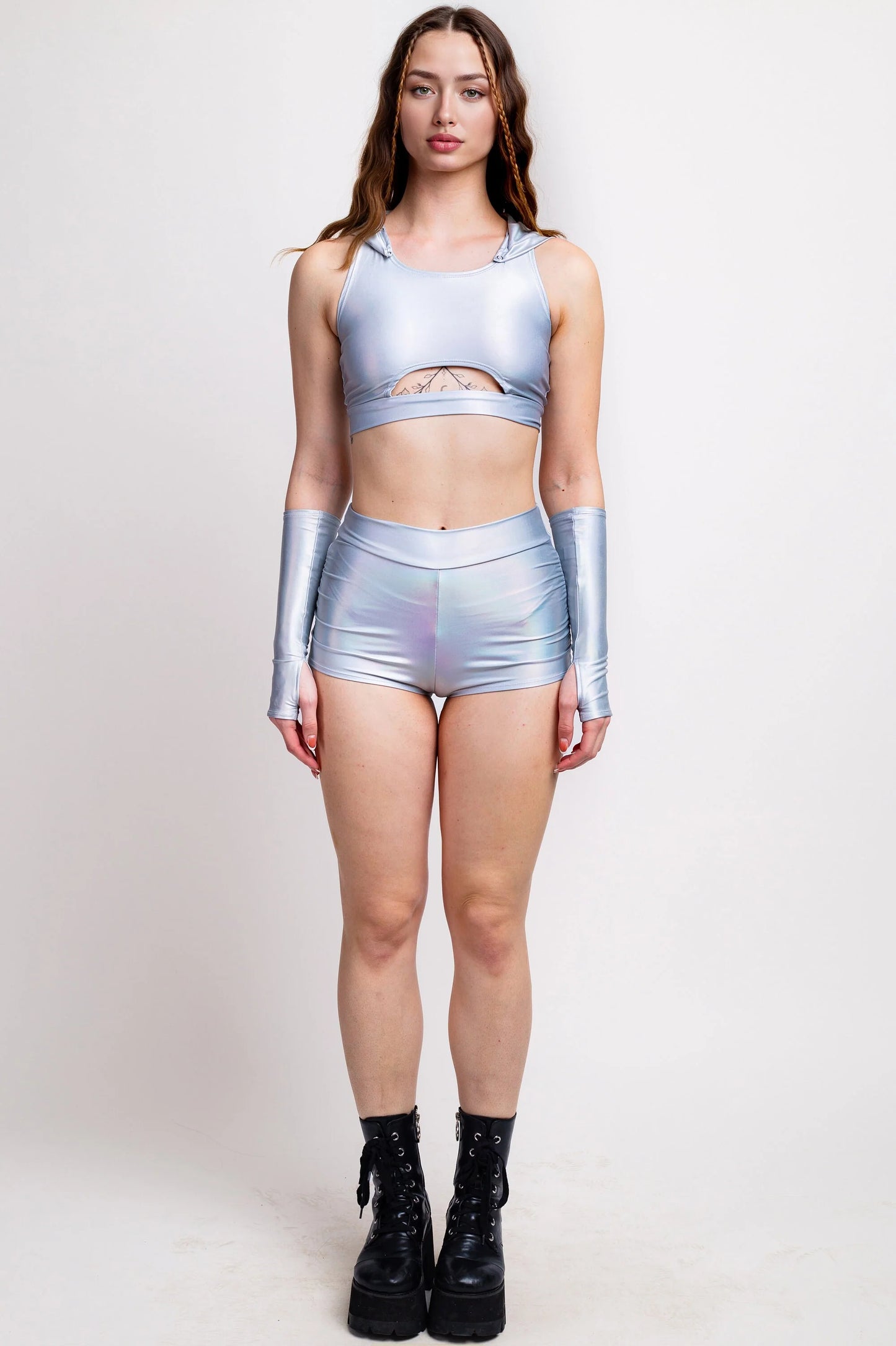 Matt Holo Ruched High Waist Shorts