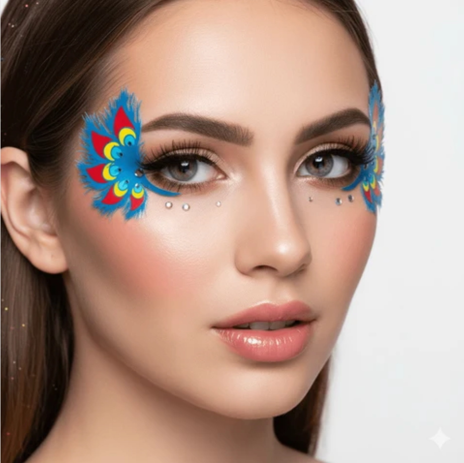 Mystic Peacock Wings Holographic Face Sticker